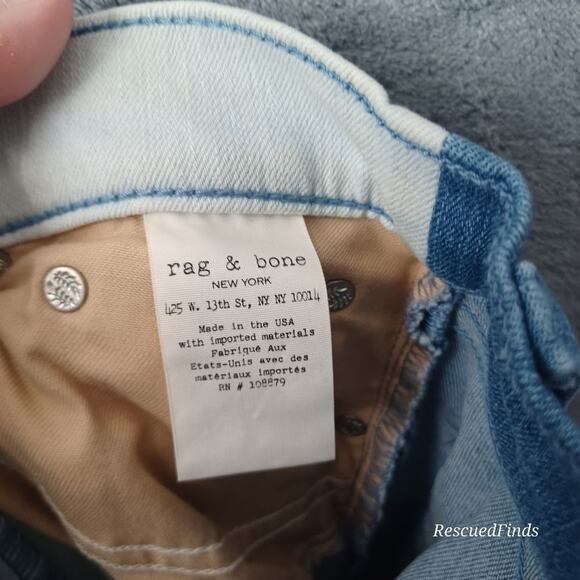 Rag & Bone High Rise Skinny Two Tone Jeans W25 L30 - Picture 7 of 8